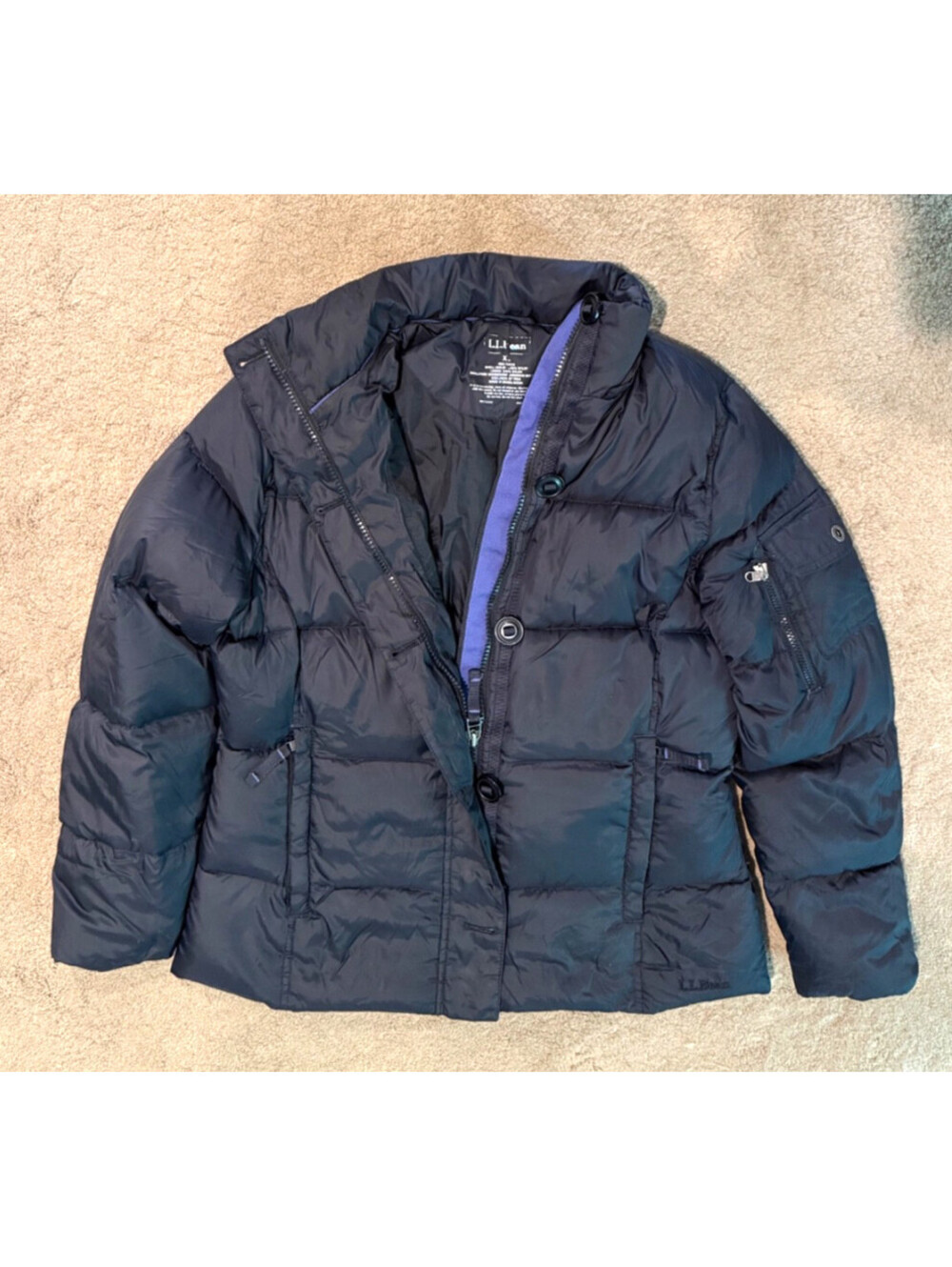 LL Bean Down Puffer Jacket Womens XL Black Goose Down Quilted Winter Parka